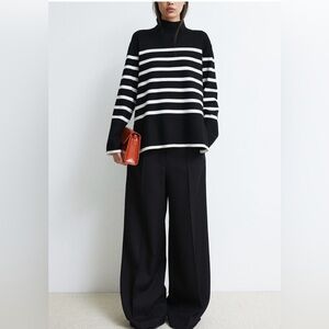 H&M Black and white fine-knit sweater
